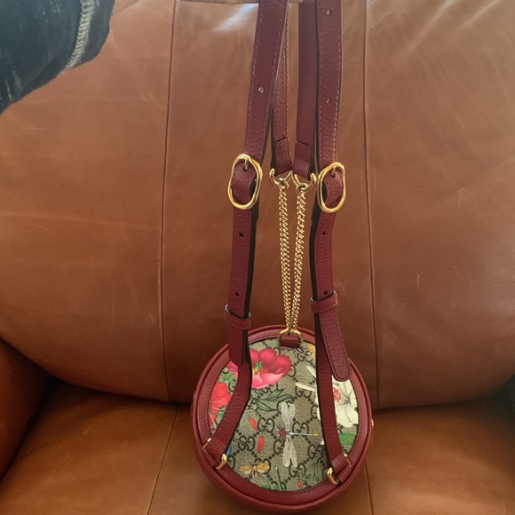 ❤️💋VALENTINES DAY SALE💋❤️ GUCCI Ophidia Supreme GG Canvas Floral Round Backpack - Picture 11 of 17